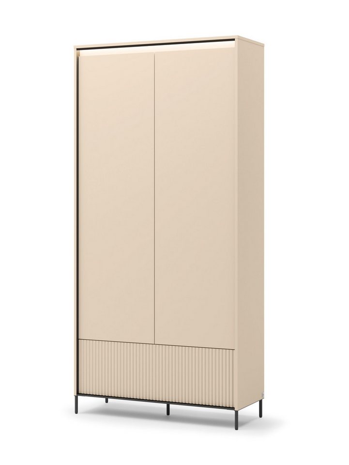 Compleo Garderoben-Set Kleiderschrank und Kommode, Elegant Design, mit geriffelter Front – Bild 2 von 5