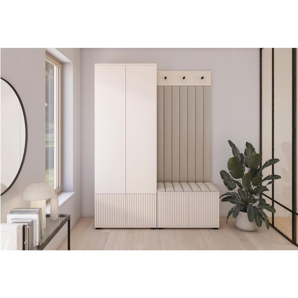 Compleo Garderoben-Set mit Sitbank, 2 Türen, Elegant design, Kaschmir