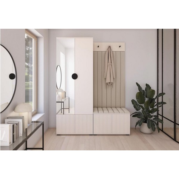 Compleo Garderoben-Set mit Sitbank, 2 Türen, Elegant design, Kaschmir