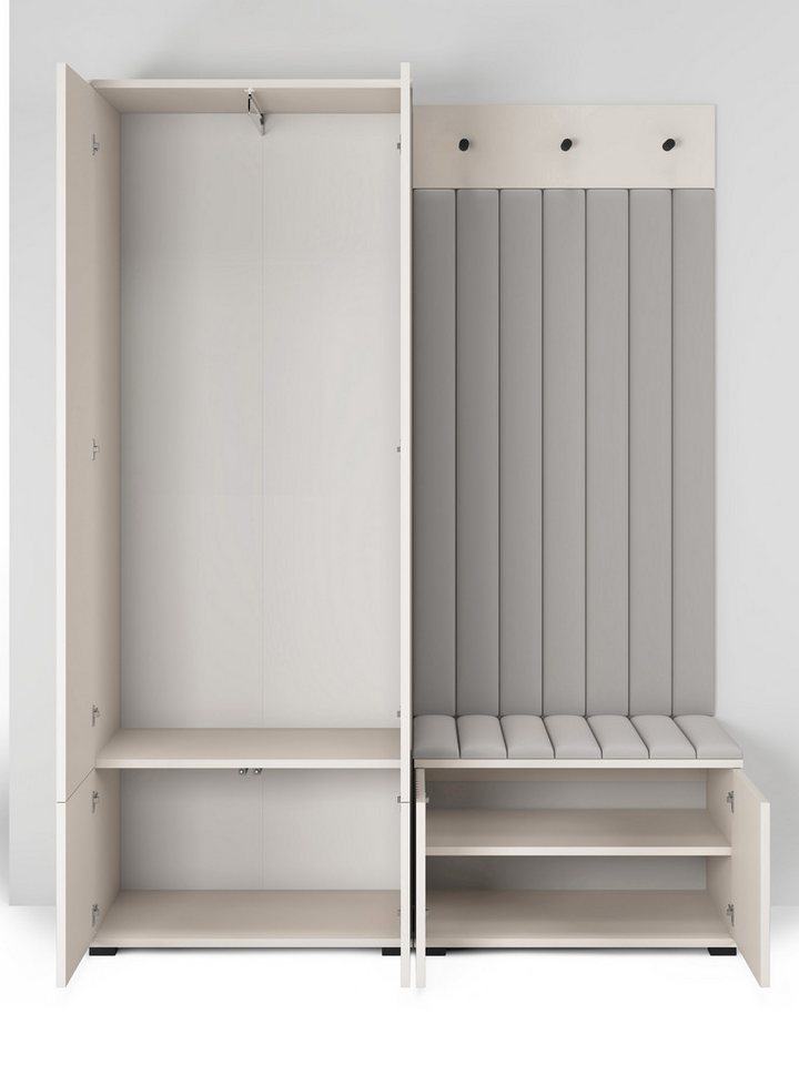 Compleo Garderoben-Set mit Sitbank, 2 Türen, Elegant design, Kaschmir – Bild 3 von 5
