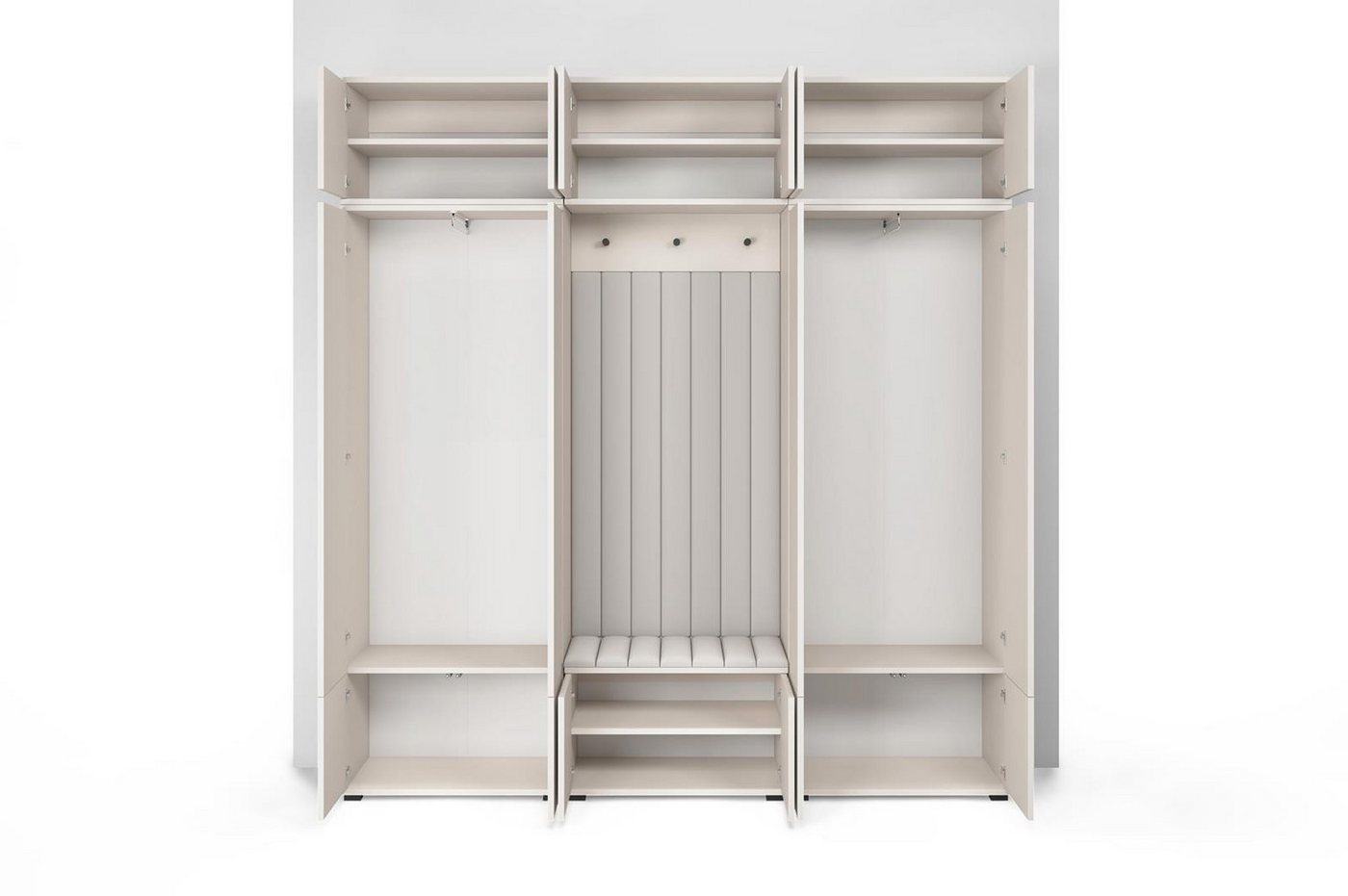 Compleo Garderoben-Set mit Sitzbank Kaschmir, Garderobenschrank mit Lamellen, Spiegel als option – Bild 3 von 5