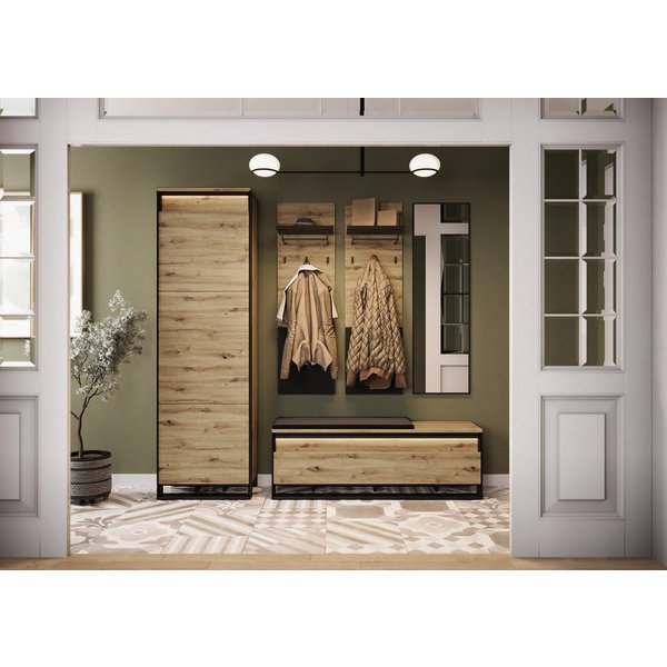 Compleo Garderoben-Set (Schrank, Spiegel, 2xKleiderhakenbrett, Schuhschrank)