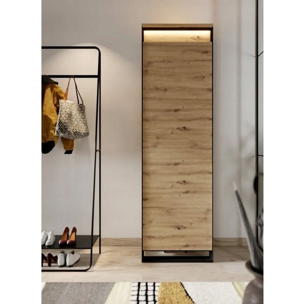 Compleo Kleiderschrank für den Flur LIMA, Öffnungssystem push to open, LED-Beleuchtung Loft stil