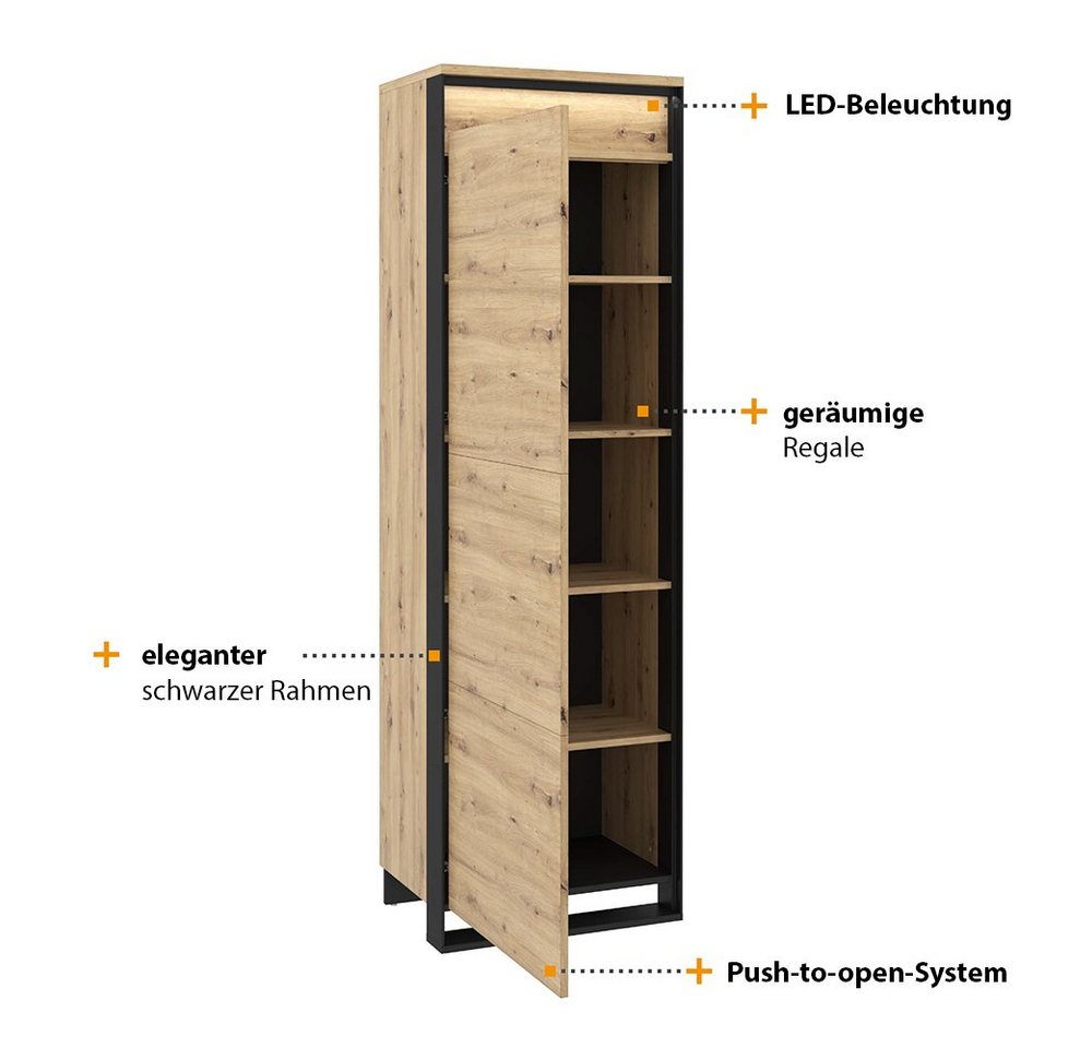 Compleo Kleiderschrank LIMA mit Drehtür, push to open, Schränke mit Tür – Bild 4 von 5