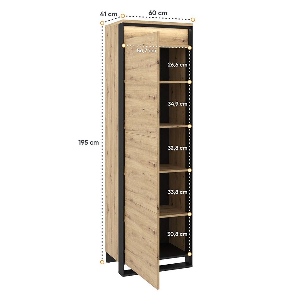 Compleo Kleiderschrank LIMA mit Drehtür, push to open, Schränke mit Tür – Bild 5 von 5