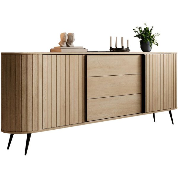 Compleo Kommode 196cm breit, Möbelfarbe – Eiche Cremona, Sideboard mit Schubladen KAMA