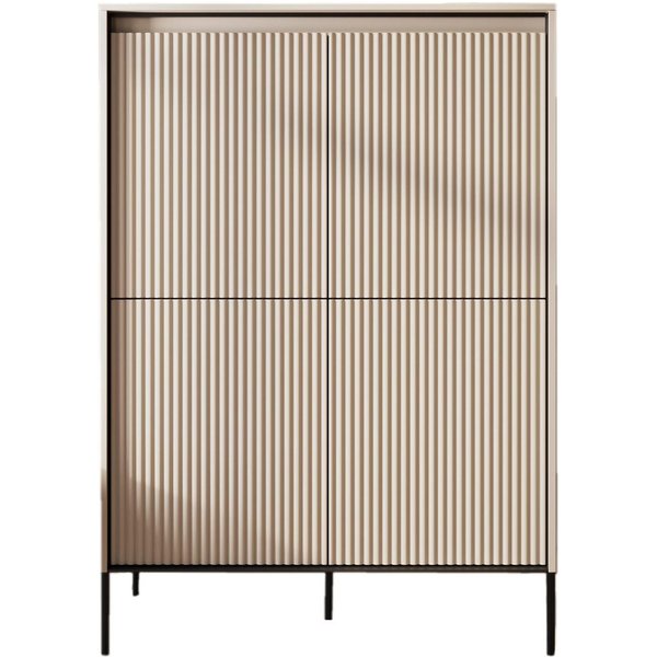 Compleo Kommode auf hohen Beinen FLORE, 4-türig, (acht Regale), gerifflete Front
