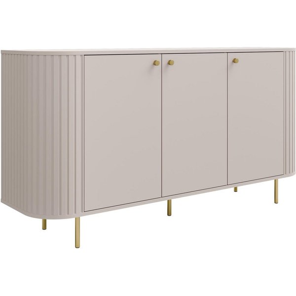 Compleo Kommode japandi mit Lamellen, Eiche cremona, beige Breite: 165 cm, Ideal für Wohnzimmer oder Esszimmer