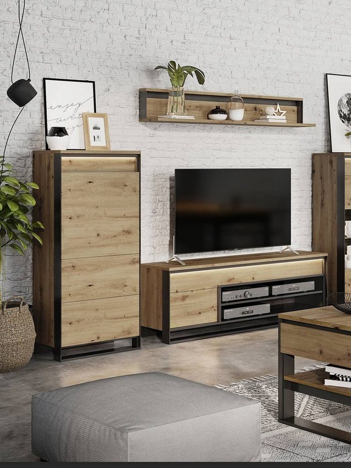 Compleo Kommode LIMA Schrank mit 3 Einlegeböden, mit 1 Tür, Loft stil – Bild 3 von 4