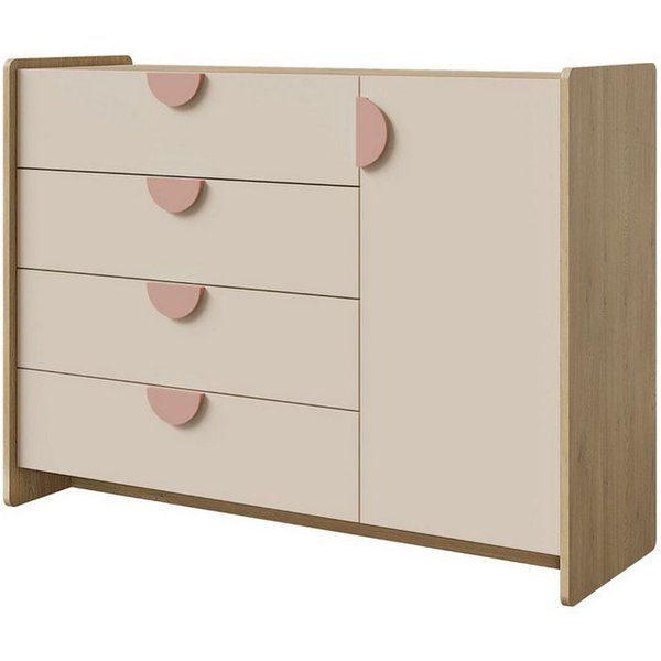 Compleo Kommode mit 4 Schubladen und 1 Tür, Elegant Kinderkommode FORMS, Designer Kinderzimmer
