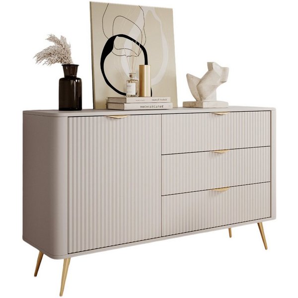 Compleo Kommode mit drei Schubladen und Drehtür, Metallfüße BELLO, Modern Wohnzimmer