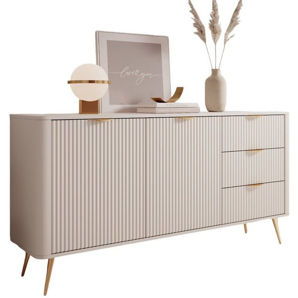 Compleo Kommode mit drei Schubladen und zwei Drehtüren BELLO, Elegant Kommode