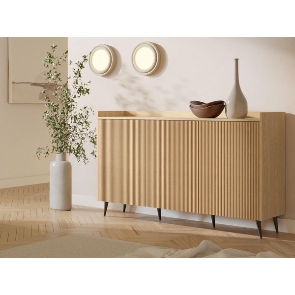 Compleo Kommode Sideboard mit 3 Türen, Japandi design