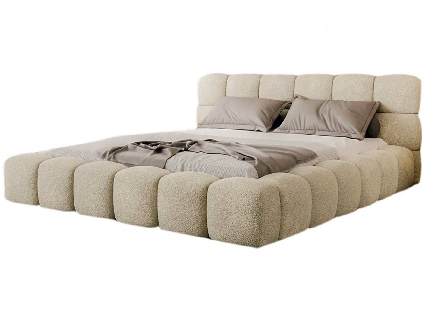 Compleo Polsterbett BIZU BUBBLE bouclé, Designerbett 140/160/180/200x200, MADE IN EU, Weiche Formen, hochwertige Materialien für Komfort wie auf Wolke – Bild 3 von 5