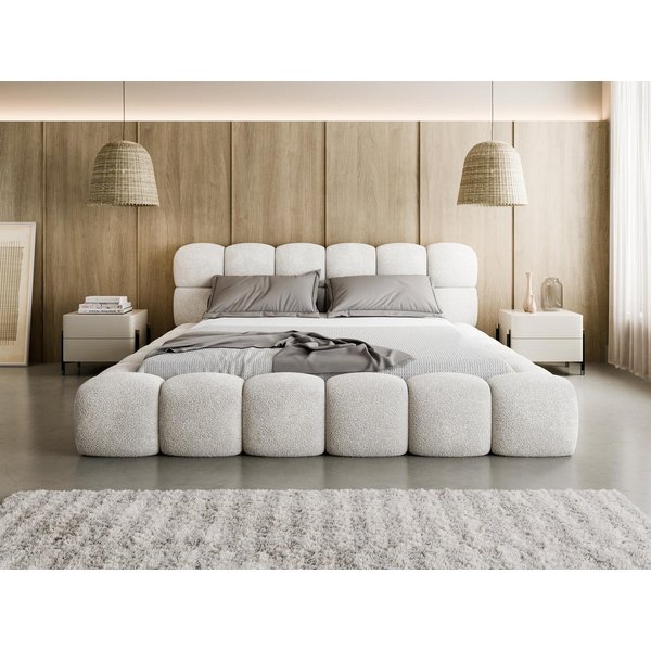 Compleo Polsterbett BIZU BUBBLE bouclé, Designerbett 140/160/180/200x200, MADE IN EU, Weiche Formen, hochwertige Materialien für Komfort wie auf Wolke