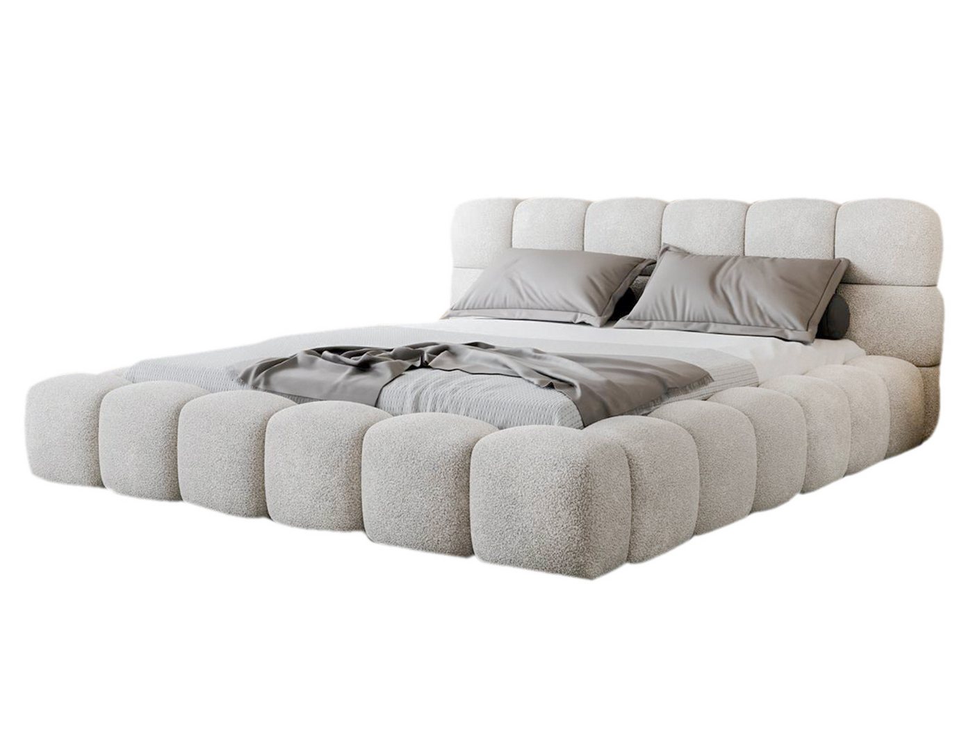 Compleo Polsterbett BIZU BUBBLE bouclé, Designerbett 140/160/180/200x200, MADE IN EU, Weiche Formen, hochwertige Materialien für Komfort wie auf Wolke – Bild 2 von 5