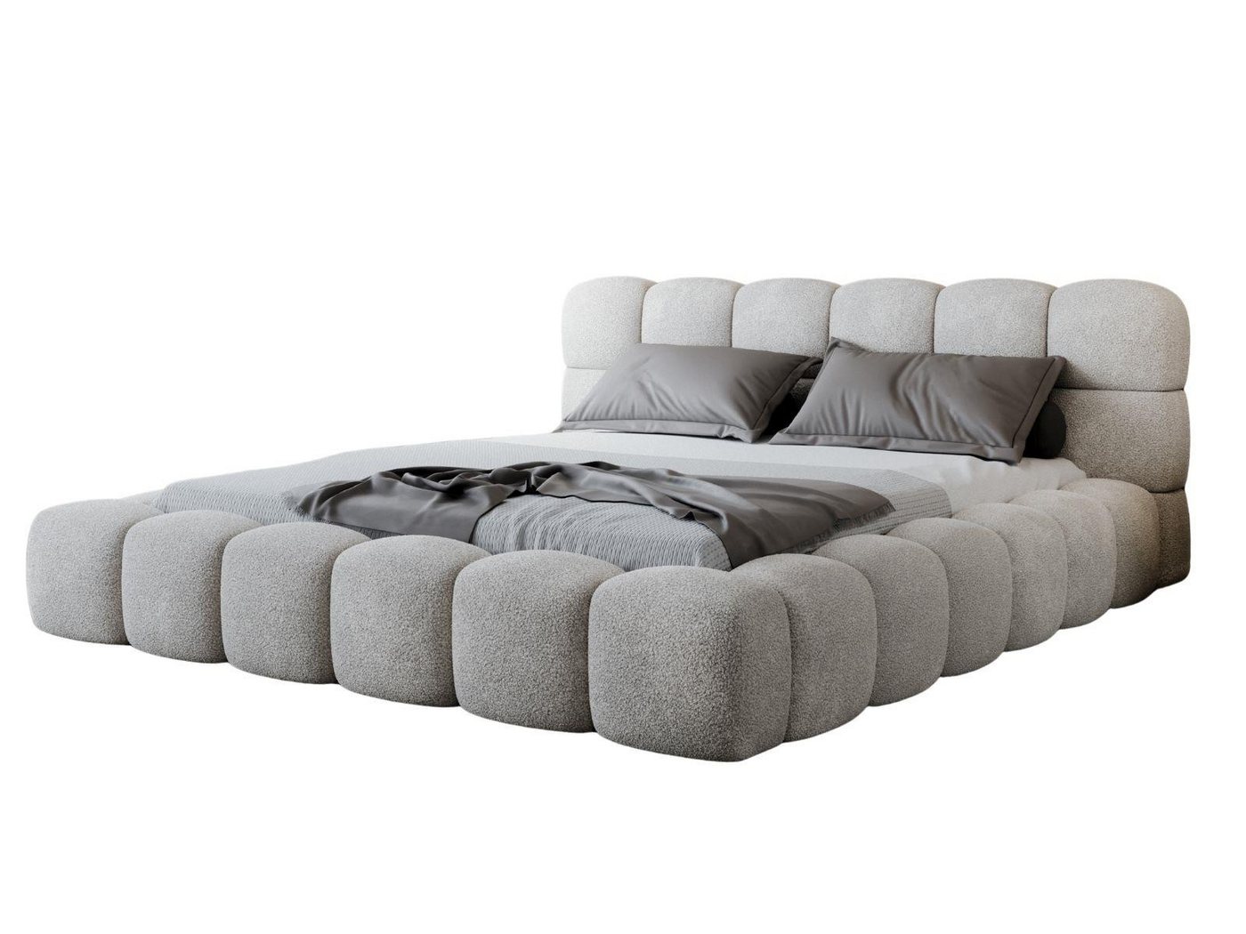 Compleo Polsterbett BIZU BUBBLE bouclé, Designerbett 140/160/180/200x200, MADE IN EU, Weiche Formen, hochwertige Materialien für Komfort wie auf Wolke – Bild 3 von 5