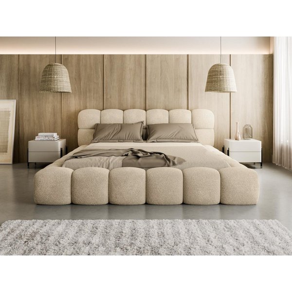 Compleo Polsterbett BIZU BUBBLE bouclé, Designerbett 140/160/180/200x200, MADE IN EU, Weiche Formen, hochwertige Materialien für Komfort wie auf Wolke