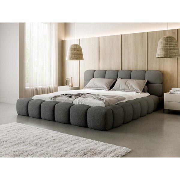 Compleo Polsterbett BIZU BUBBLE bouclé, Designerbett 140/160/180/200x200, MADE IN EU, Weiche Formen, hochwertige Materialien für Komfort wie auf Wolke