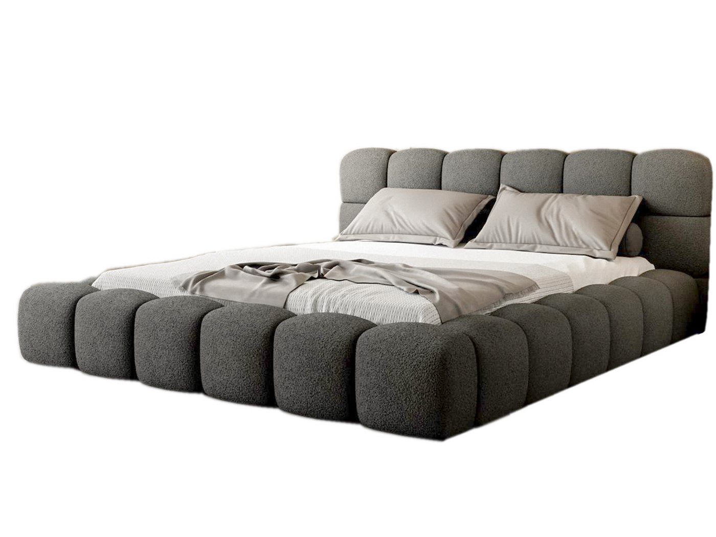 Compleo Polsterbett BIZU BUBBLE bouclé, Designerbett 140/160/180/200x200, MADE IN EU, Weiche Formen, hochwertige Materialien für Komfort wie auf Wolke – Bild 2 von 5