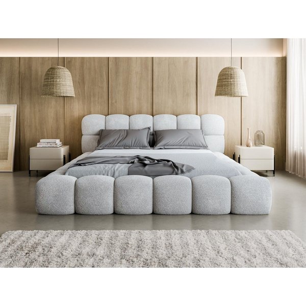 Compleo Polsterbett BIZU BUBBLE bouclé, Designerbett 140/160/180/200x200, MADE IN EU, Weiche Formen, hochwertige Materialien für Komfort wie auf Wolke
