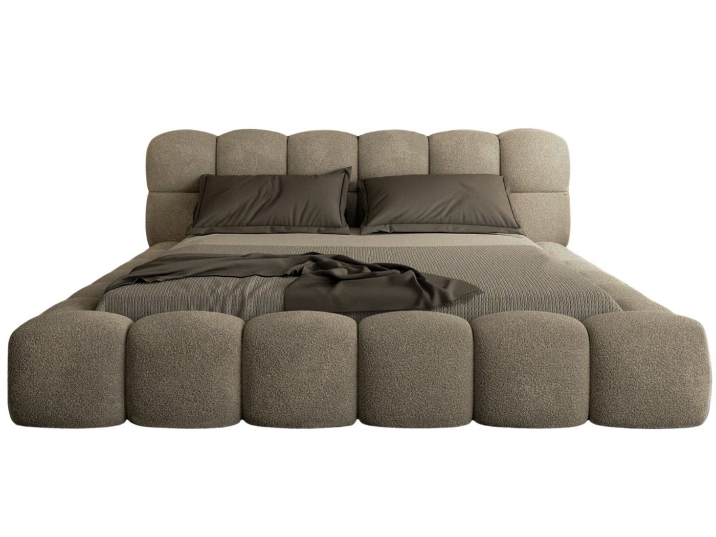 Compleo Polsterbett BIZU BUBBLE bouclé, Designerbett 140/160/180/200x200, MADE IN EU, Weiche Formen, hochwertige Materialien für Komfort wie auf Wolke – Bild 3 von 5