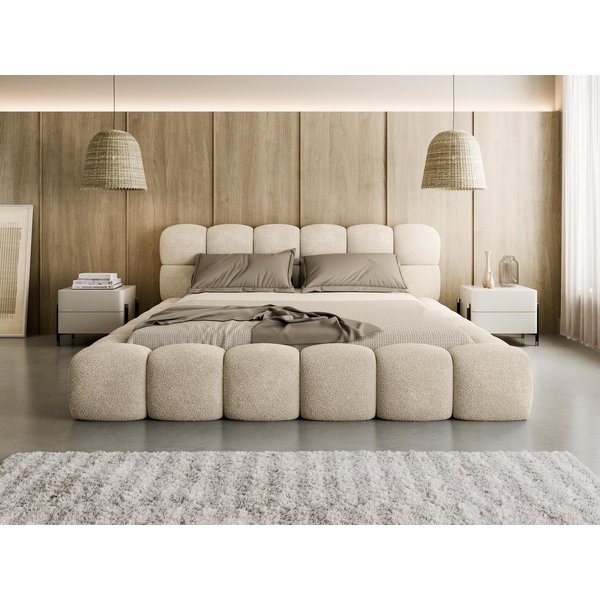 Compleo Polsterbett BIZU BUBBLE bouclé, Designerbett 140/160/180/200x200, MADE IN EU, Weiche Formen, hochwertige Materialien für Komfort wie auf Wolke