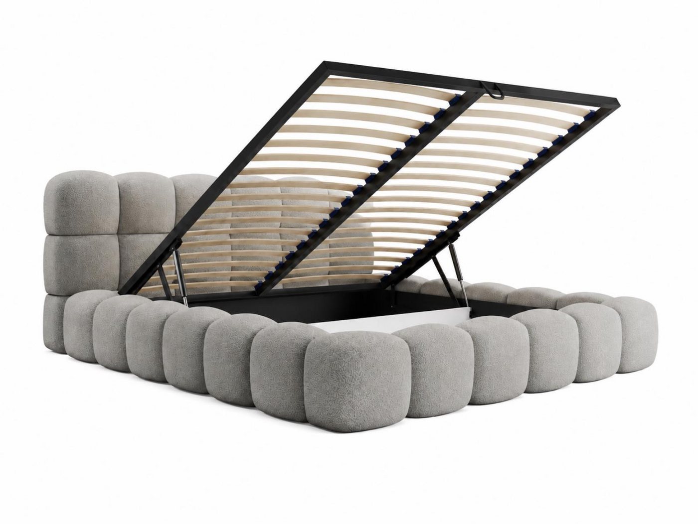 Compleo Polsterbett BIZU BUBBLE bouclé, Designerbett 140/160/180/200x200, MADE IN EU, Weiche Formen, hochwertige Materialien für Komfort wie auf Wolke – Bild 4 von 5