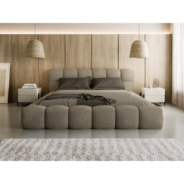 Compleo Polsterbett BIZU BUBBLE bouclé, Designerbett 140/160/180/200x200, MADE IN EU, Weiche Formen, hochwertige Materialien für Komfort wie auf Wolke