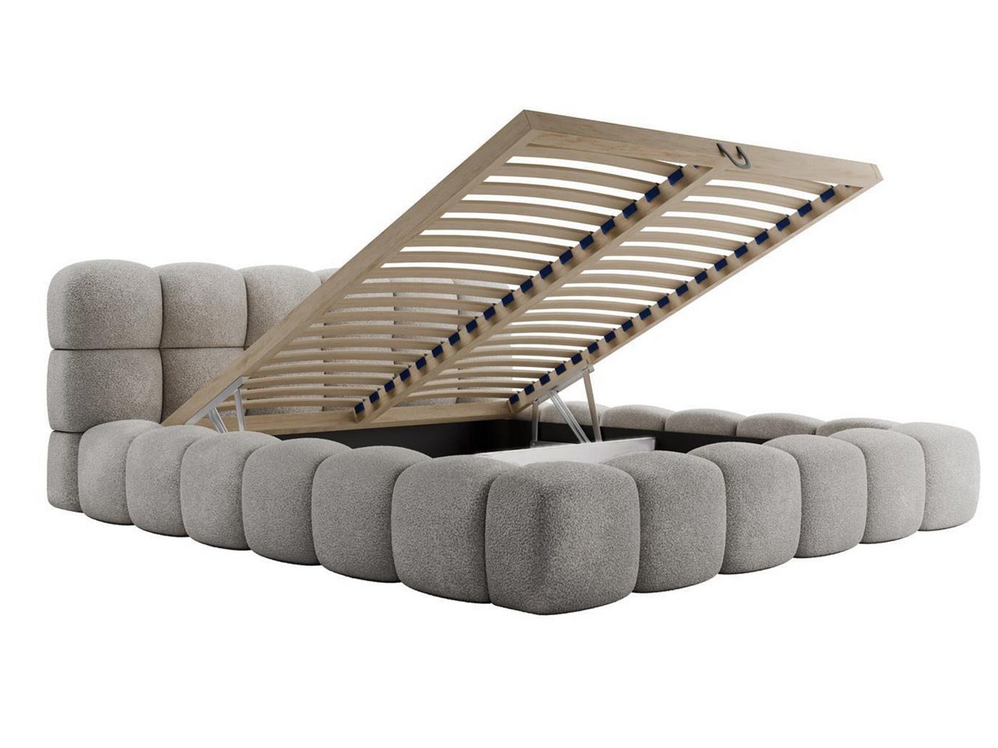 Compleo Polsterbett BIZU BUBBLE bouclé, Designerbett 140/160/180/200x200, MADE IN EU, Weiche Formen, hochwertige Materialien für Komfort wie auf Wolke – Bild 4 von 5