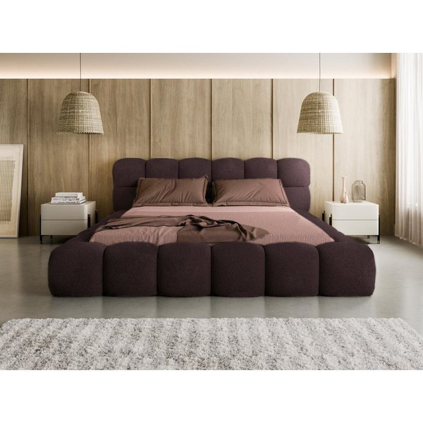Compleo Polsterbett BIZU BUBBLE bouclé, Designerbett 140/160/180/200x200, MADE IN EU, Weiche Formen, hochwertige Materialien für Komfort wie auf Wolke