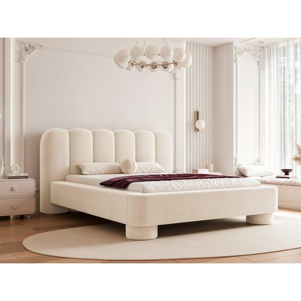 Compleo Polsterbett Polsterbett Boucle Stoff, Designerbett, Bubble bett, MADE IN EU (Japandi design), TOPSELLER, Wolkenbett modern