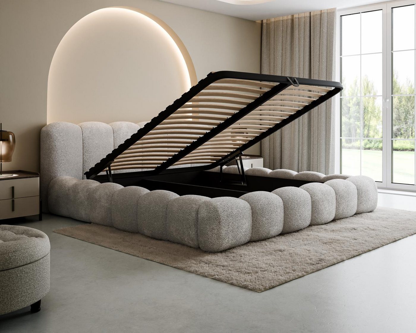 Compleo Polsterbett Designerbett, Wolkenbett, TOPSELLER, Modern Schlafzimmer, Made in EU, Wolkenbett modern – Bild 3 von 4