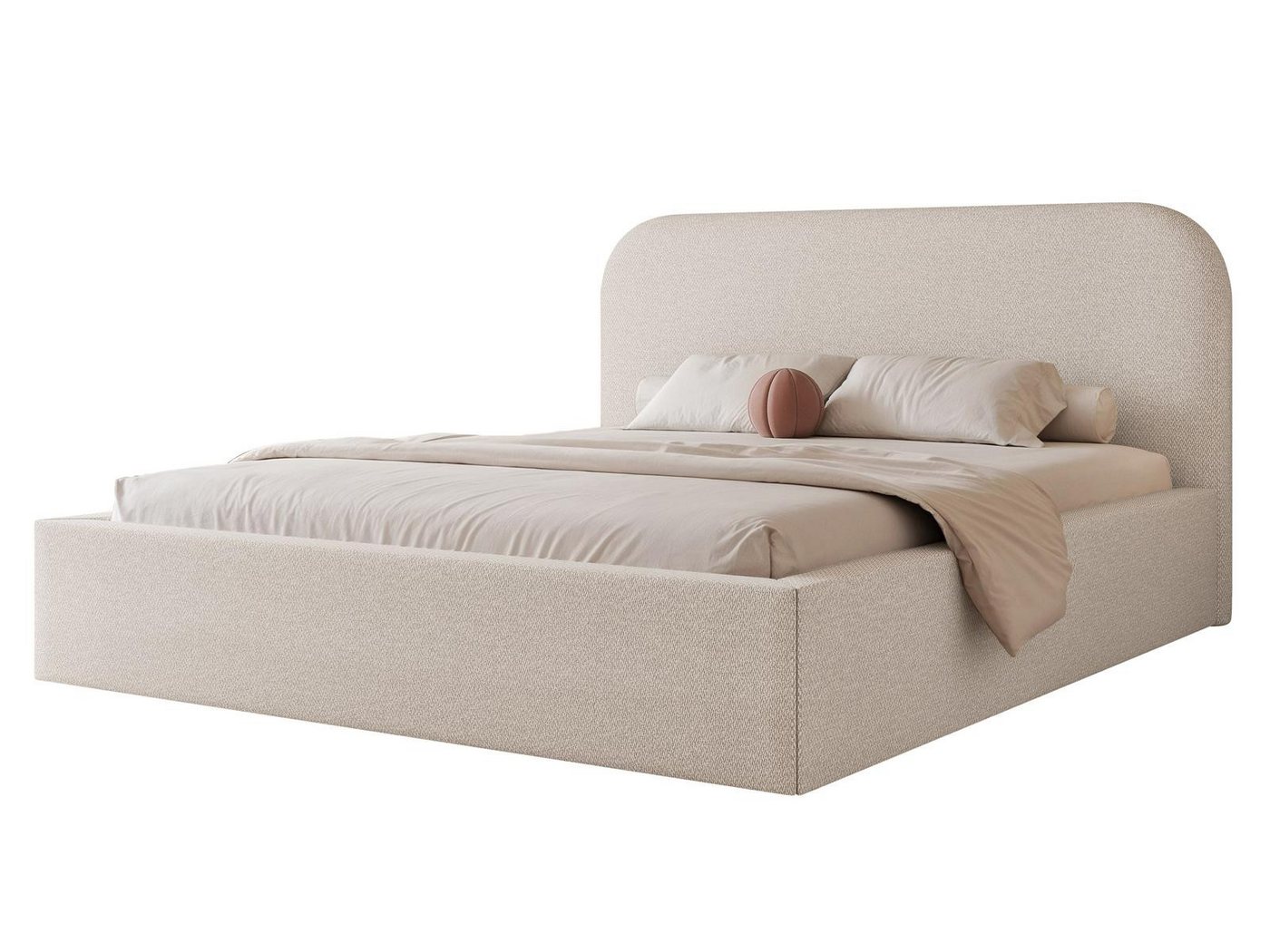 Compleo Polsterbett Designerbett, abgerundetes Kopfteil BAVARO, Polsterbett mit Bettkasten – Bild 2 von 4