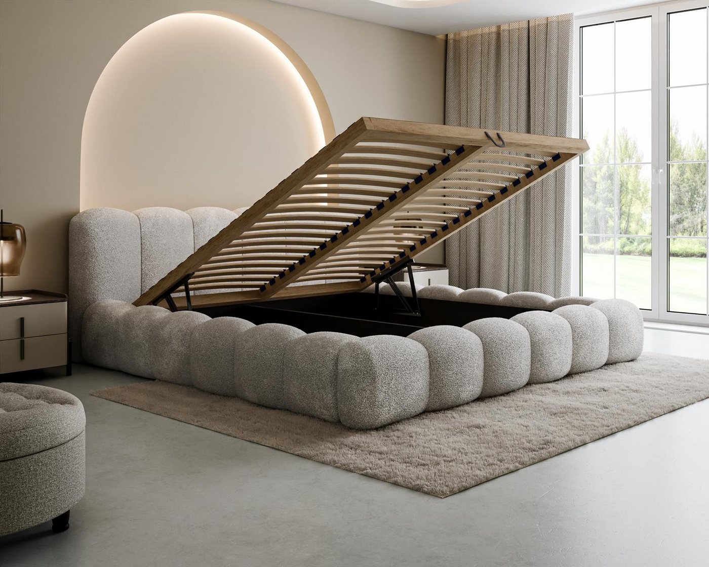 Compleo Polsterbett Designerbett, Wolkenbett, TOPSELLER, Modern Schlafzimmer, Made in EU, Wolkenbett modern – Bild 3 von 3