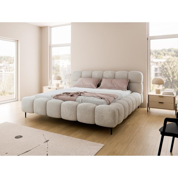 Compleo Polsterbett Doppelbett gepolstert mit Füßen, modernes Polsterbett BUBBLE, MADE IN EU