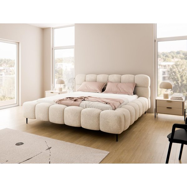 Compleo Polsterbett Doppelbett gepolstert mit Füßen, modernes Polsterbett BUBBLE, MADE IN EU