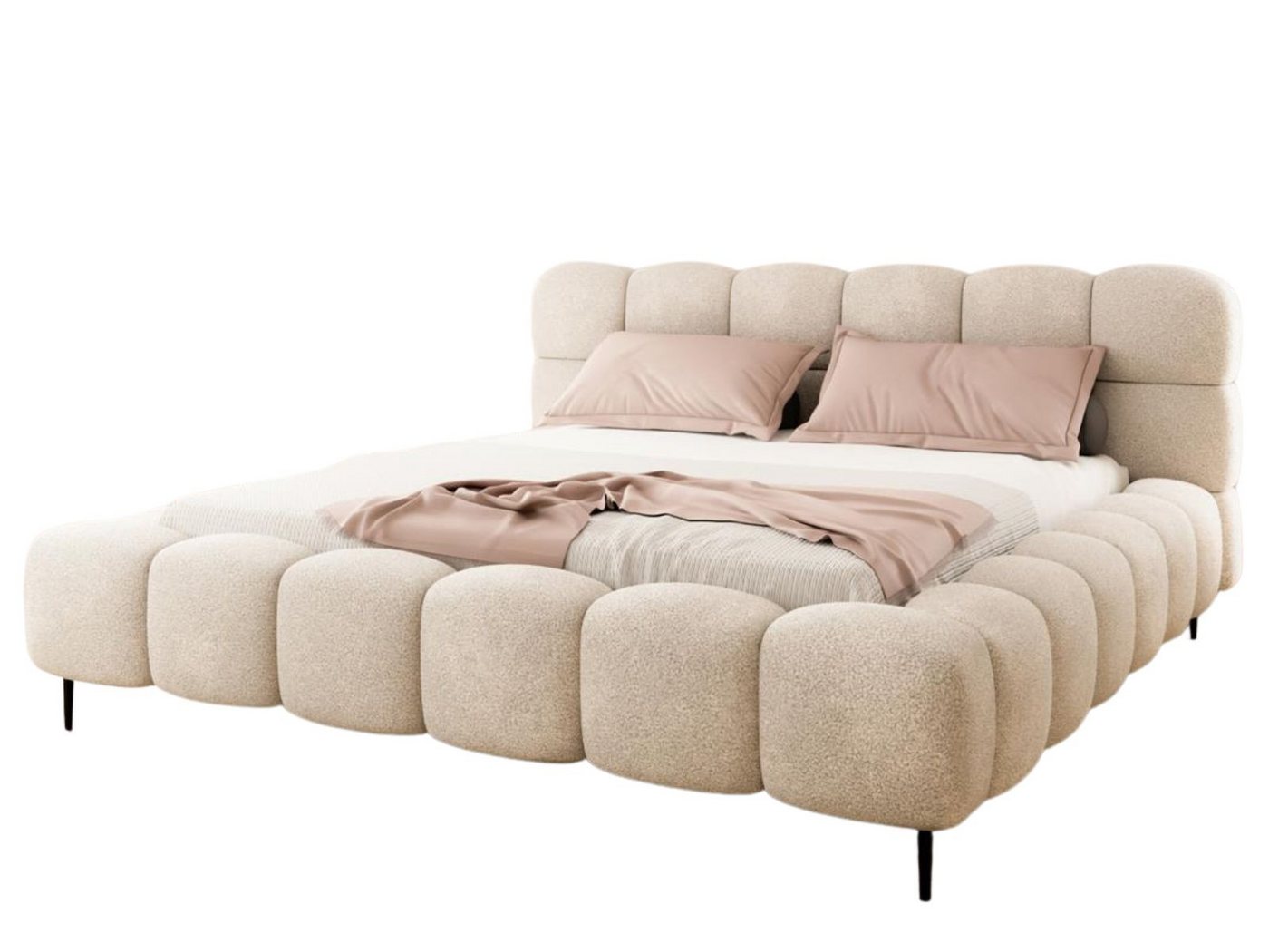 Compleo Polsterbett Doppelbett gepolstert mit Füßen, modernes Polsterbett BUBBLE, MADE IN EU – Bild 4 von 5