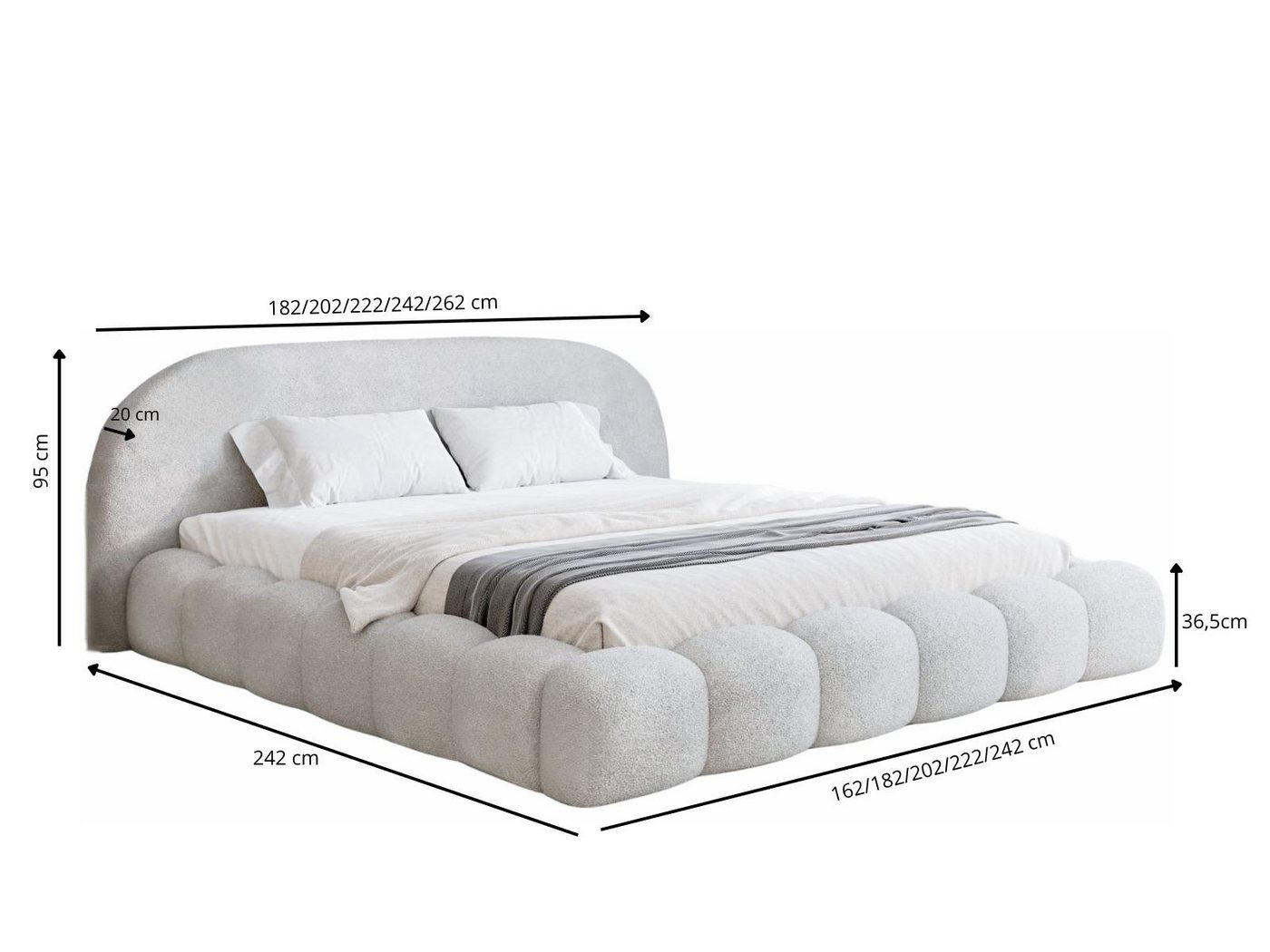 Compleo Polsterbett OMBIS, Wolkenbett mit Bettkasten und Lattenrost, Designer-Bett, MADE IN EU – Bild 5 von 5