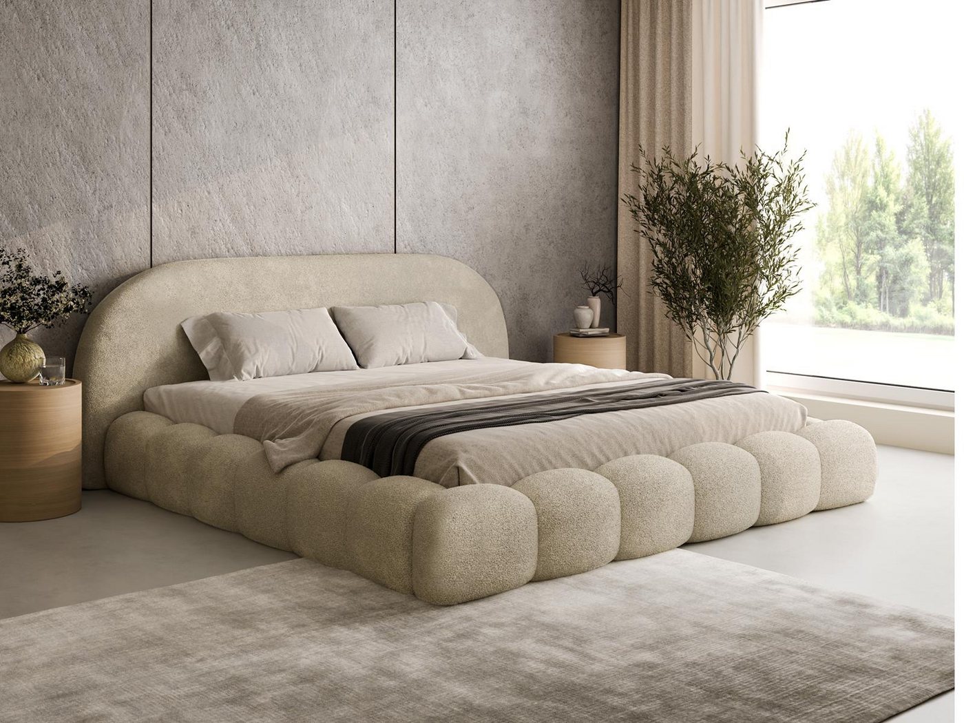 Compleo Polsterbett OMBIS, Wolkenbett mit Bettkasten und Lattenrost, Designer-Bett, MADE IN EU – Bild 2 von 5