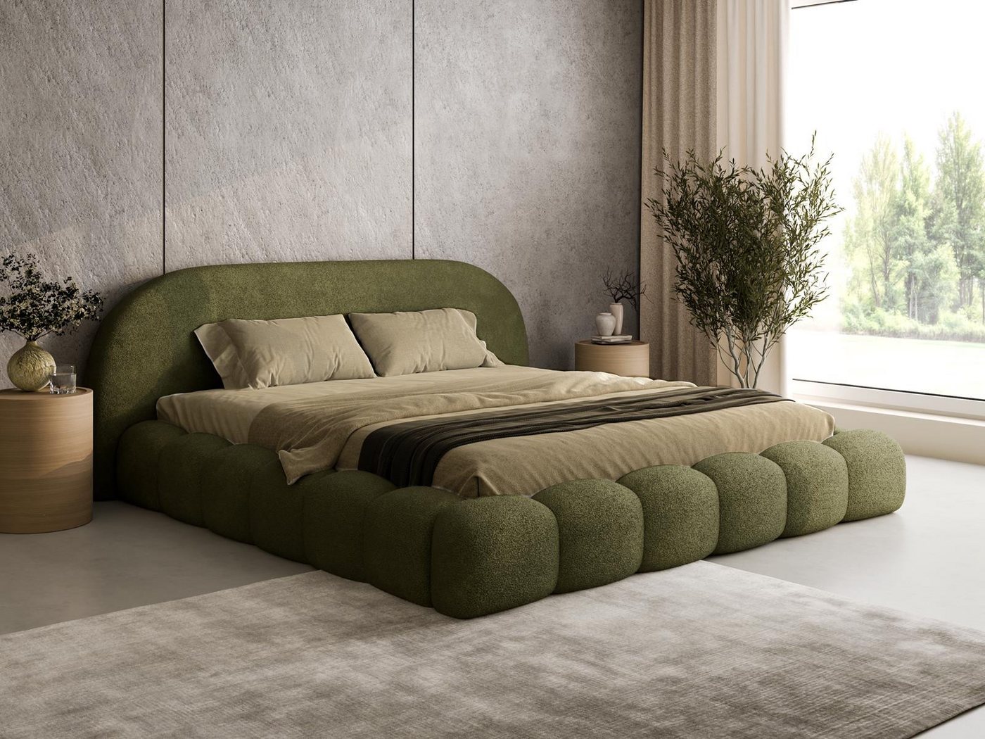 Compleo Polsterbett OMBIS, Wolkenbett mit Bettkasten und Lattenrost, Designer-Bett, MADE IN EU – Bild 2 von 5