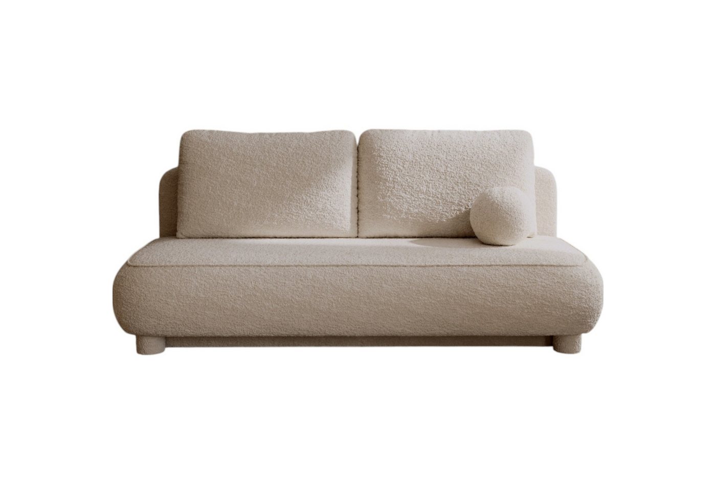 Compleo Schlafsofa Sofa ohne Armlehnen, moderne runde Form, Moderne Couch, Viele Farben zur Auswahl, Breite: 209 cm – Bild 2 von 5