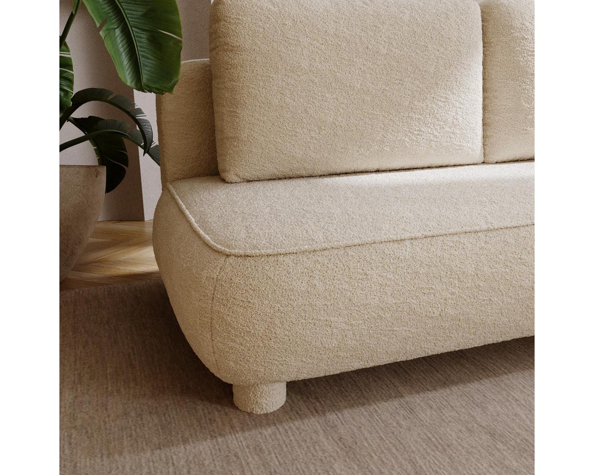 Compleo Schlafsofa Sofa ohne Armlehnen, moderne runde Form, Moderne Couch, Viele Farben zur Auswahl, Breite: 209 cm – Bild 4 von 5