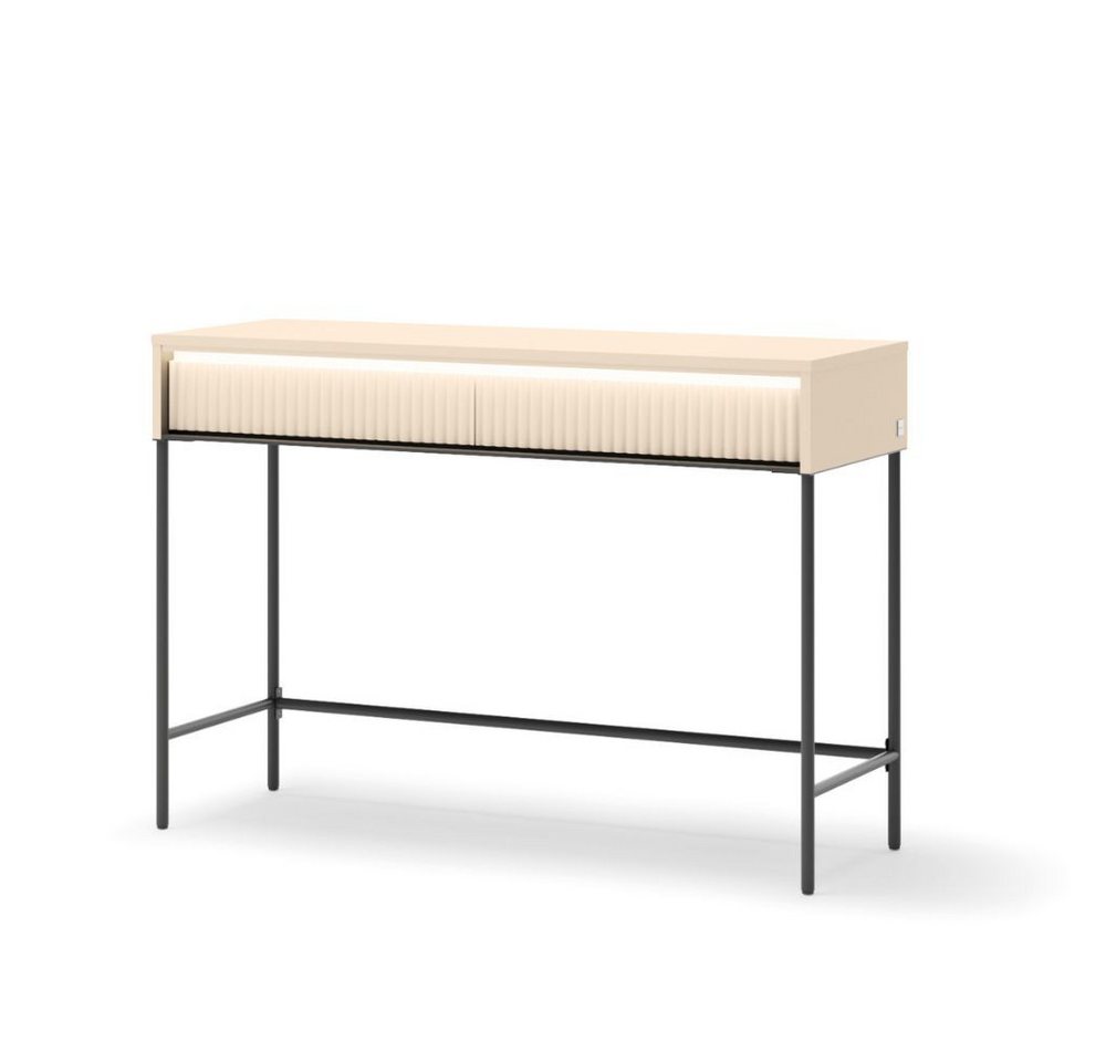 Compleo Schminktisch mit 2 Schubladen FLORE, Konsolentisch mit Lamellen, geriffelter Front – Bild 2 von 5