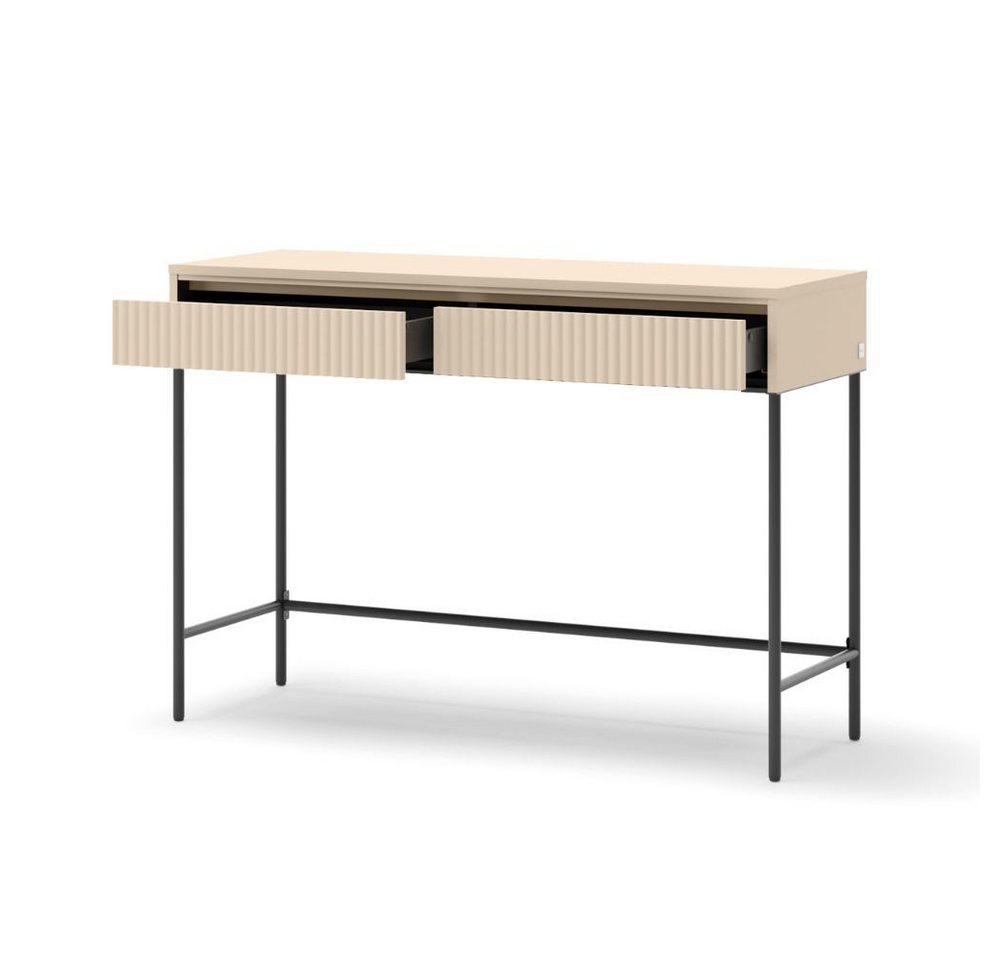 Compleo Schminktisch mit 2 Schubladen FLORE, Konsolentisch mit Lamellen, geriffelter Front – Bild 3 von 5