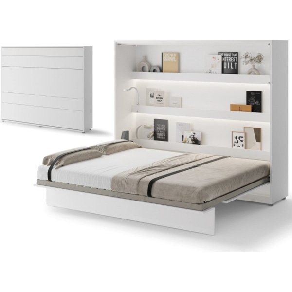 Compleo Schrankbett Horizontal Wandklappbett Lenart Bed Concept Schrankklappbett (mit LED)