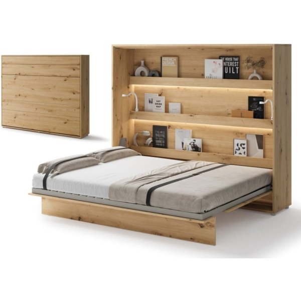 Compleo Schrankbett Horizontal Wandklappbett Lenart Bed Concept Schrankklappbett (mit LED)