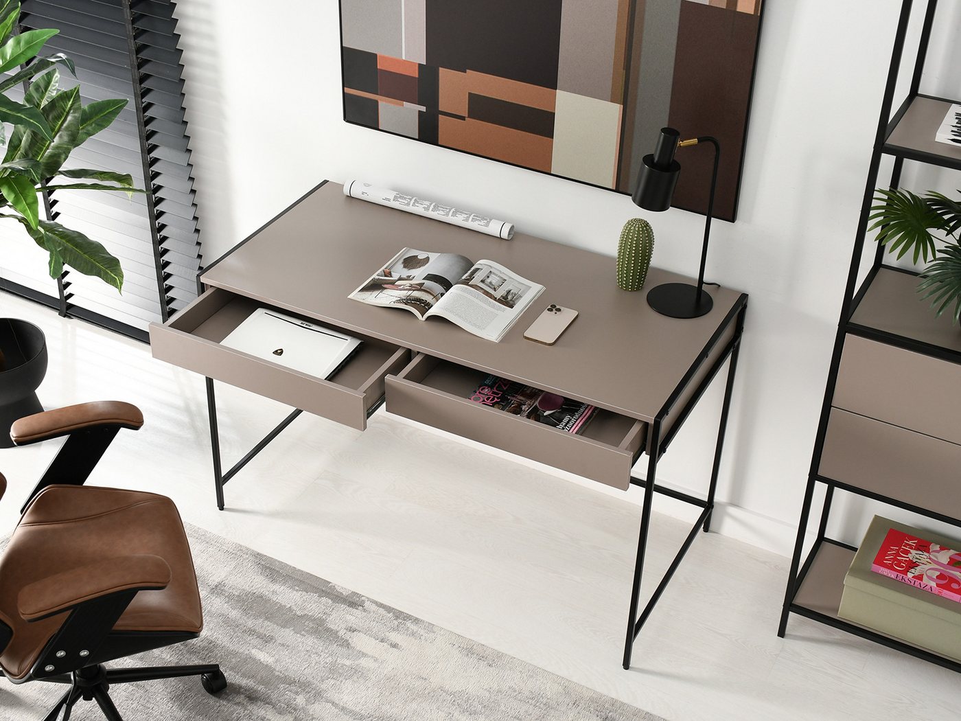 Compleo Schreibtisch mit 2 Schubladen, Breite: 123 cm, Modern design – Bild 4 von 5