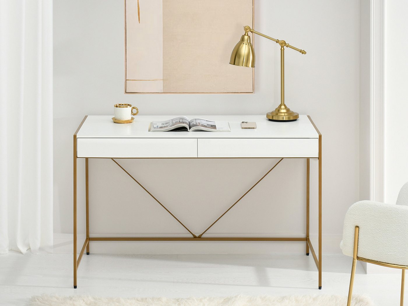 Compleo Schreibtisch mit 2 Schubladen, Breite: 123 cm, Modern design – Bild 3 von 5