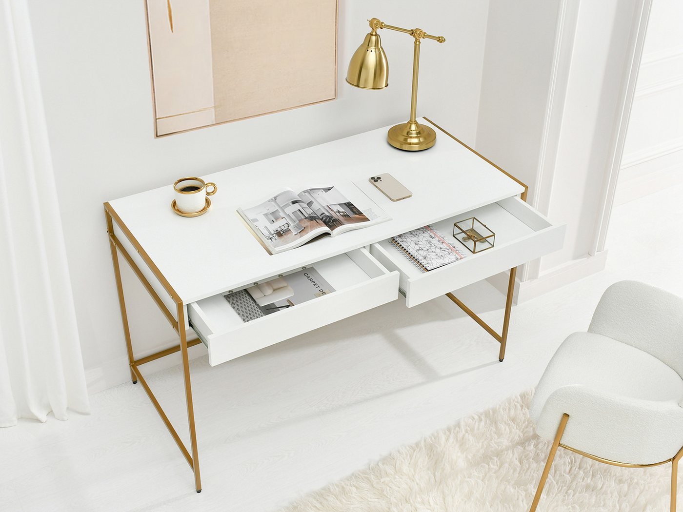 Compleo Schreibtisch mit 2 Schubladen, Breite: 123 cm, Modern design – Bild 4 von 5